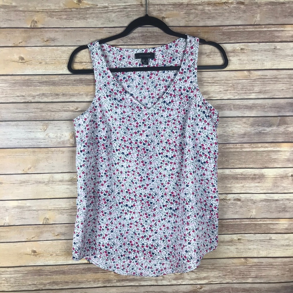 Atmosphere Top Womens US 6 Floral Tank V-Neck Neck Sleeveless Blouse Woven